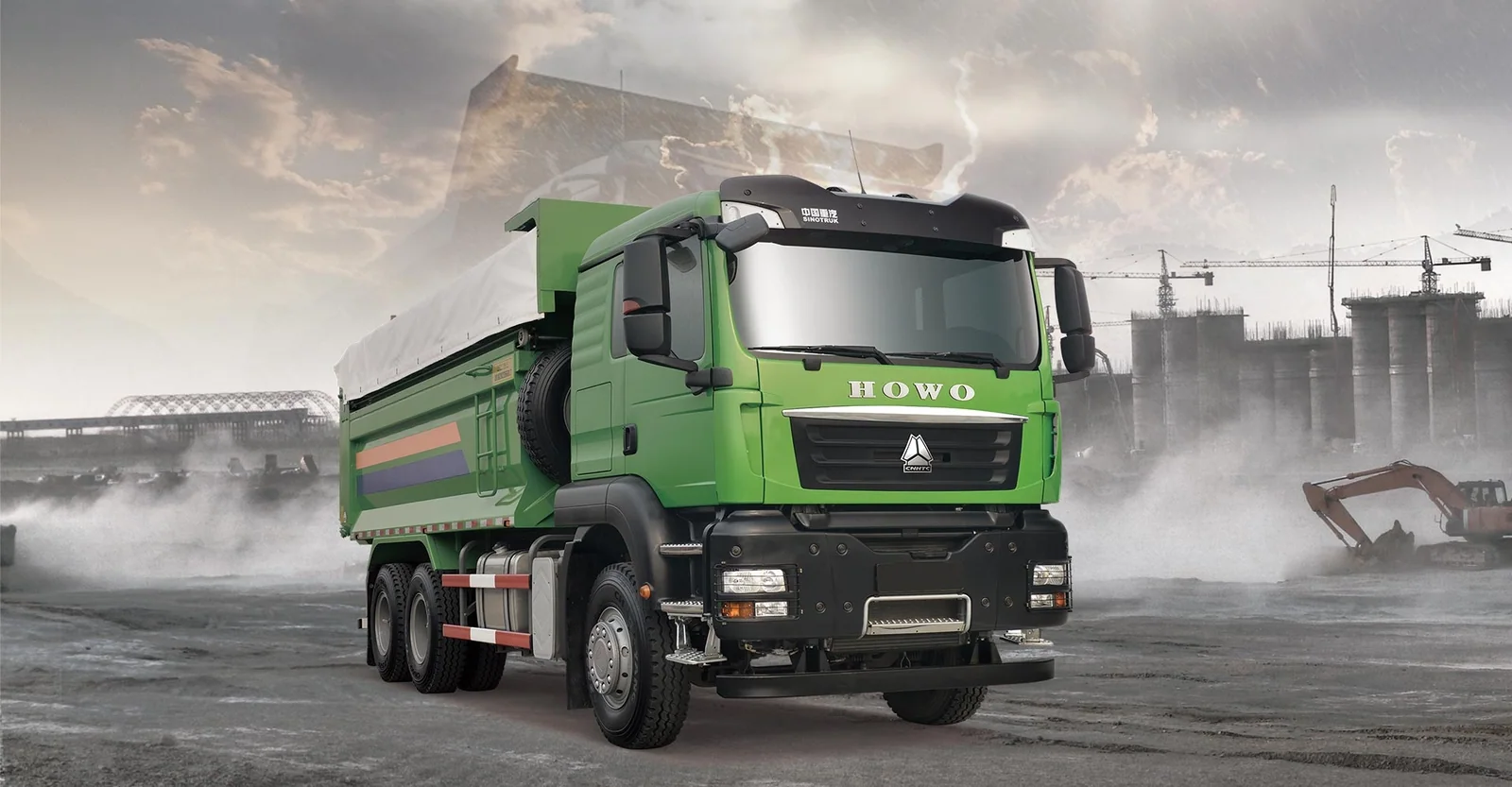 SINOTRUK HOWO TX 6x4 dump truck working on a construction site