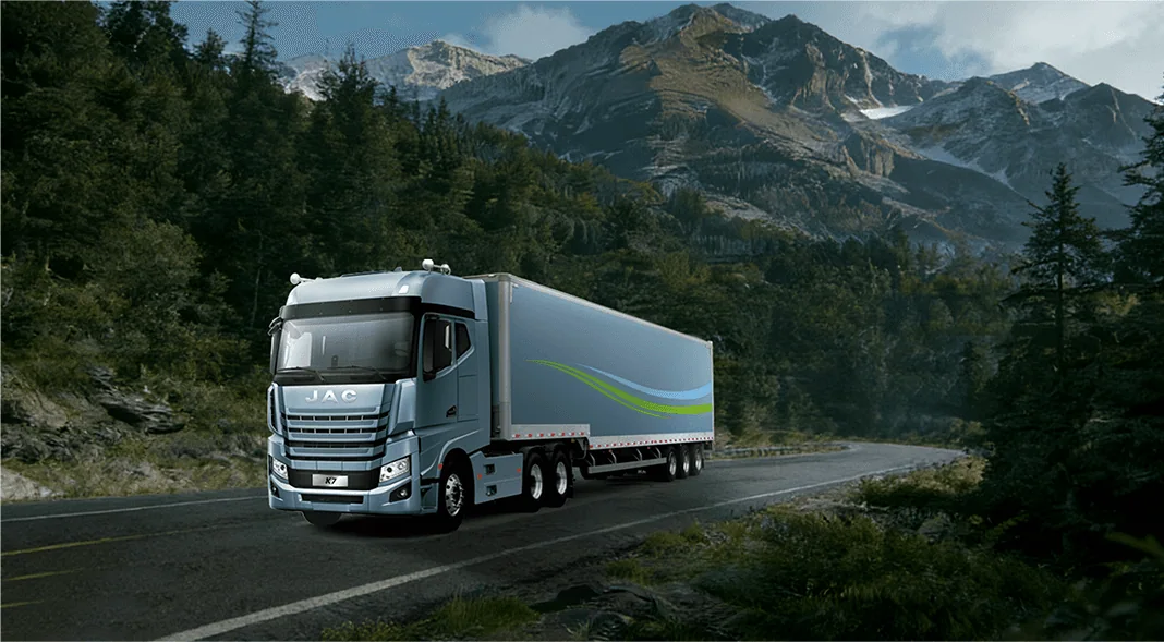 JAC K7 tractor truck with box semitrailer at the factory - additional view 2