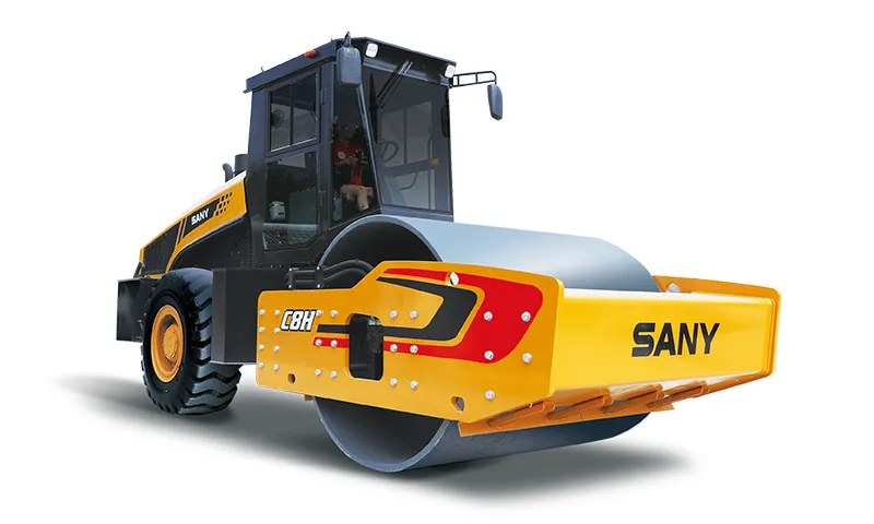 SANY SSR200C-8H single-drum roller compacting a road base