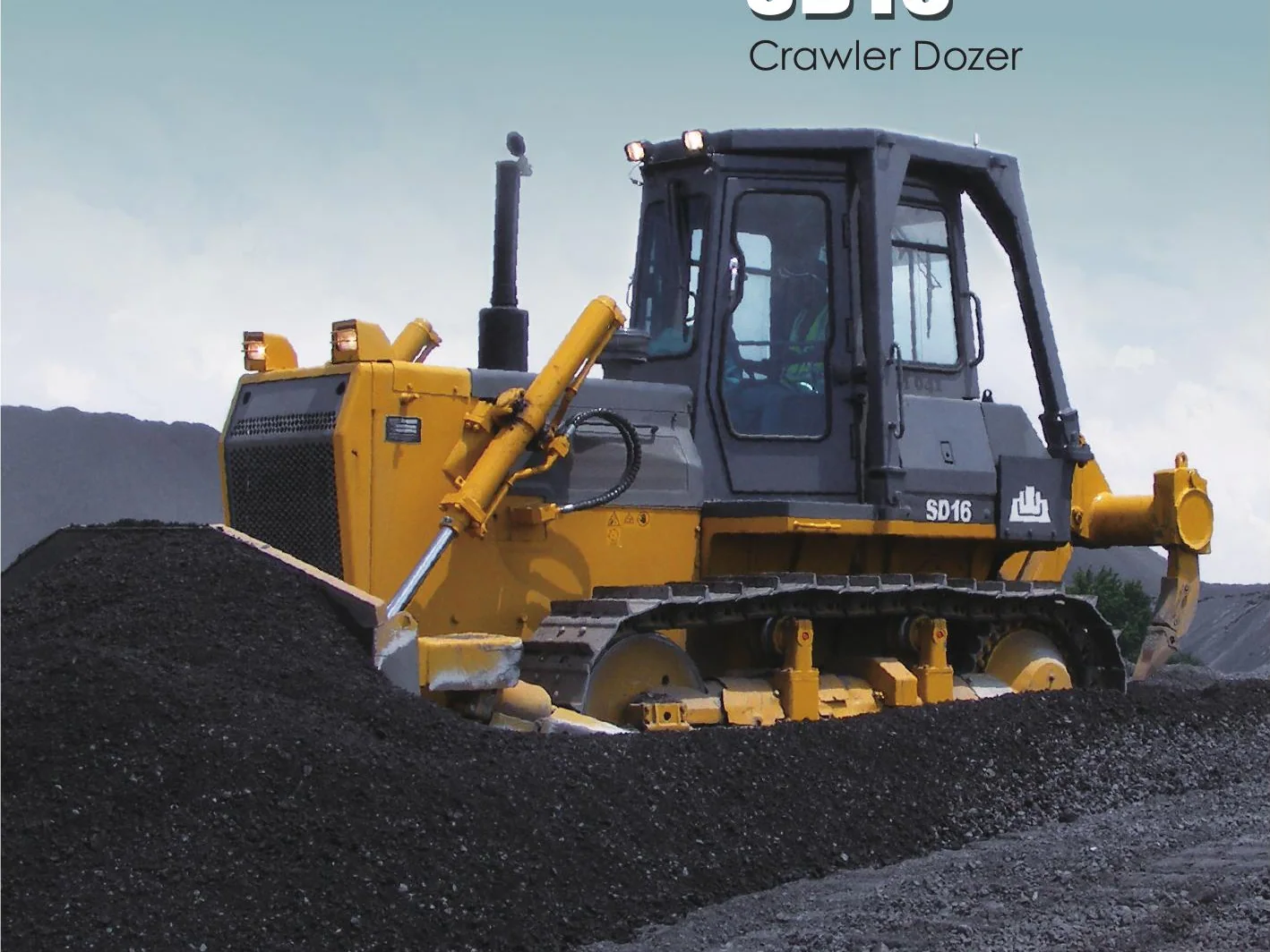 Shantui SD16 crawler bulldozer moving earth on a worksite